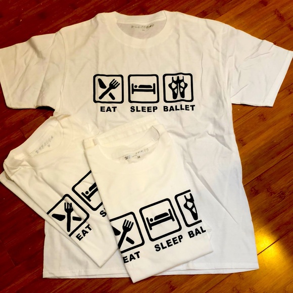 Sz med adult ballet t shirts new black print - Picture 1 of 1